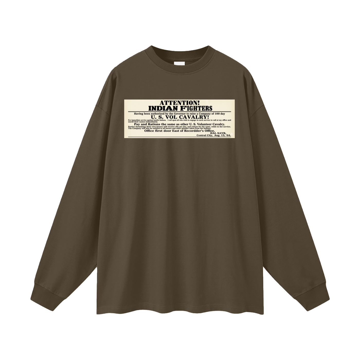 Noble Savages Indian Fighters Historical Statement Tee  Black Oversized Unisex Long Sleeve TShirt