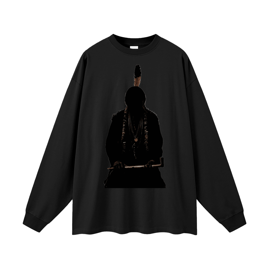 Chief Sitting Bull Silhouette Oversized Long Sleeve Shirt - Premium StreetwearOversized  Long Sleeve T-Shirt