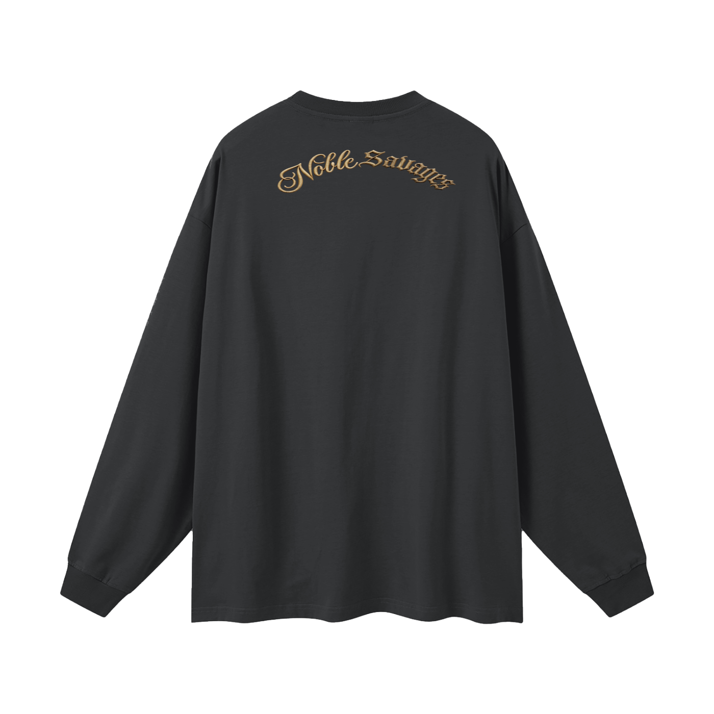 Geronimo warrior skeleton "Noble Savages" Oversized Black Long Sleeve T-shirt oversized  Long Sleeve T-Shirt