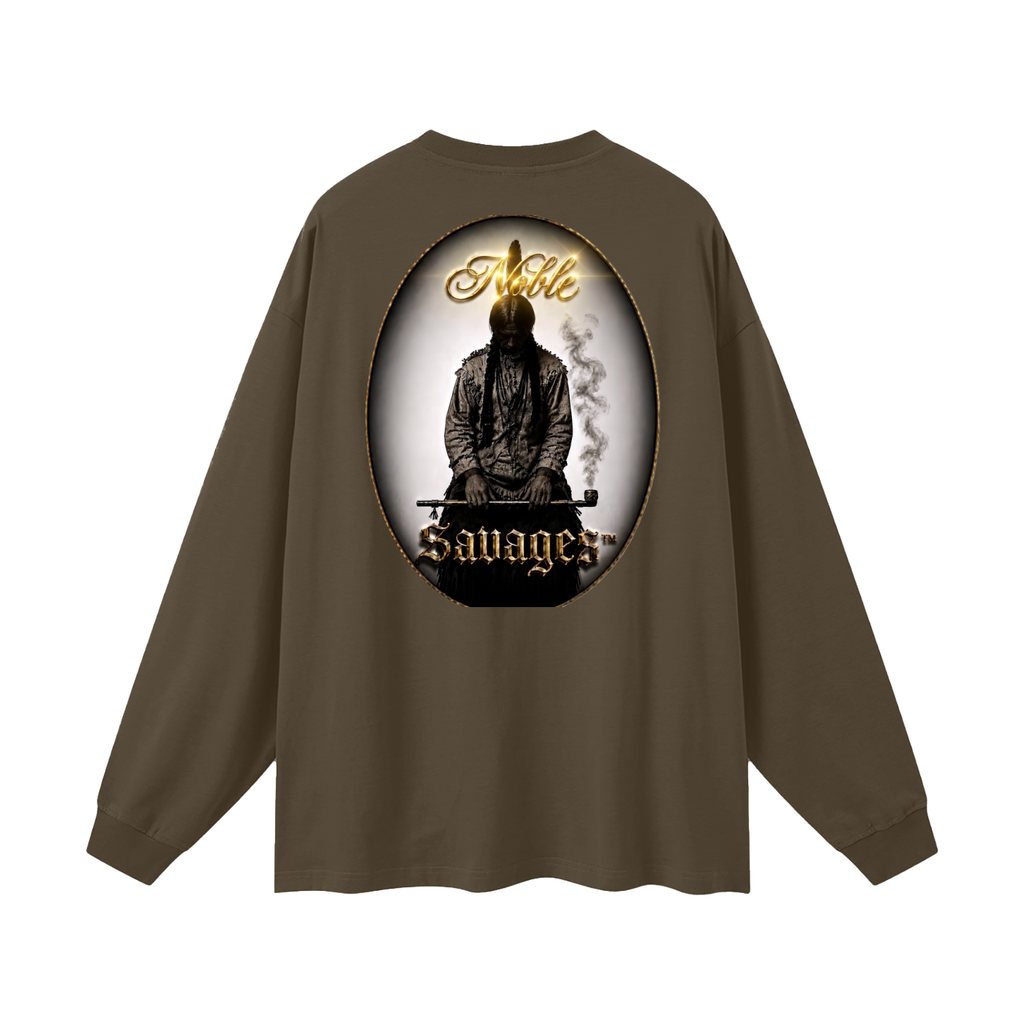 Noble Savages Heritage Edition DTF Tee – Onyx Black Oversized Long Sleeve T-Shirt