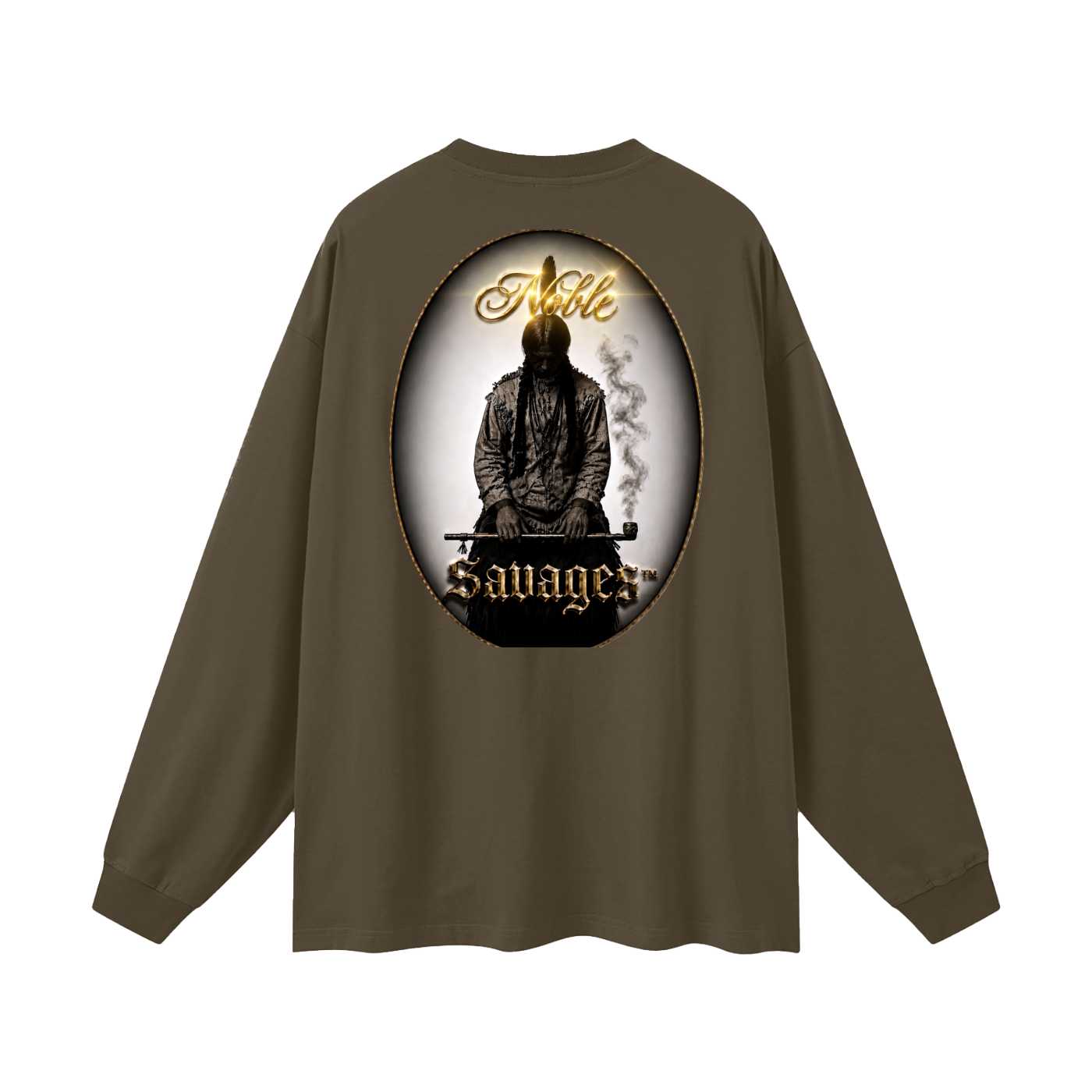 Noble Savages Heritage Edition DTF Tee – Onyx Black Oversized Long Sleeve T-Shirt