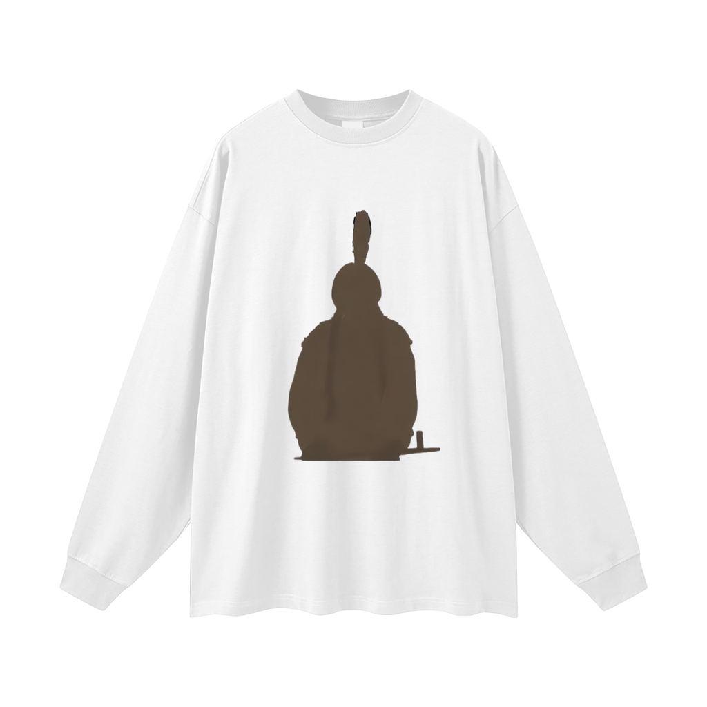 SITTING BULL warrior Silhouette oversized    Long Sleeve T-Shirt Native American Indian Made iipay Nation  of Santa Ysabel