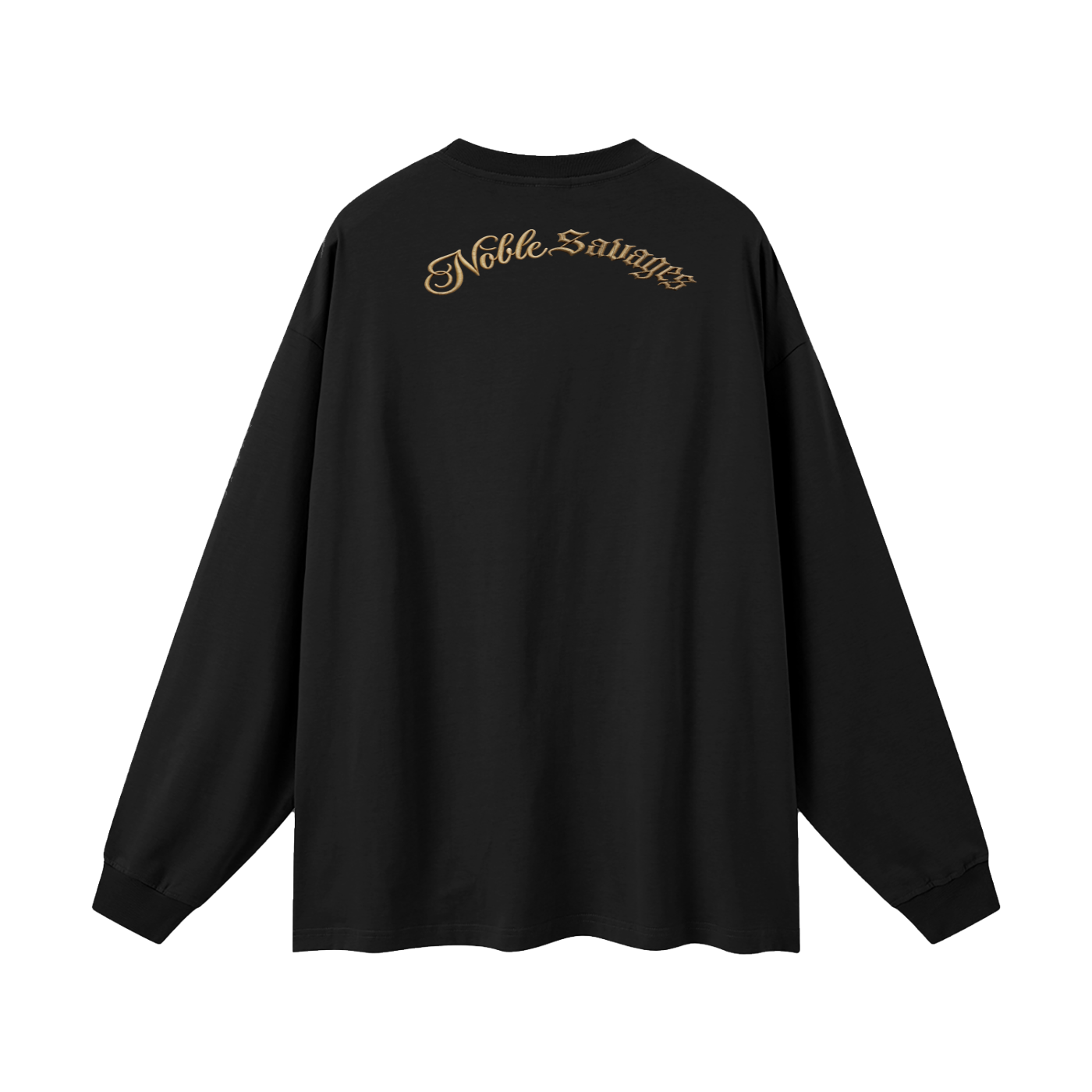 Geronimo warrior skeleton "Noble Savages" Oversized Black Long Sleeve T-shirt oversized  Long Sleeve T-Shirt