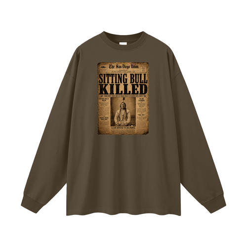 Sitting Bull Newspaper - Native American History T-shirt oversized Unisex Long Sleeve T-Shirt