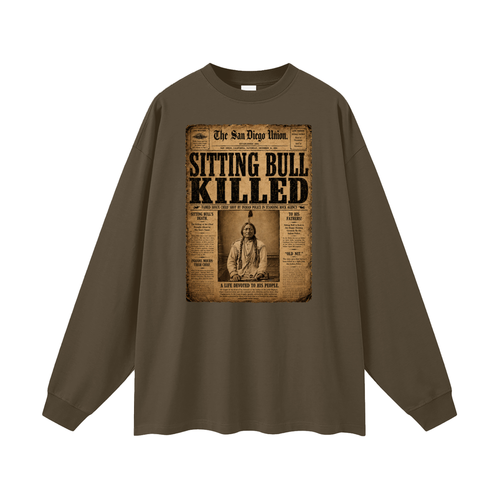Sitting Bull Newspaper - Native American History T-shirt oversized Unisex Long Sleeve T-Shirt
