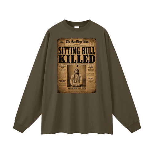 Sitting Bull Newspaper - Native American History T-shirt oversized Unisex Long Sleeve T-Shirt