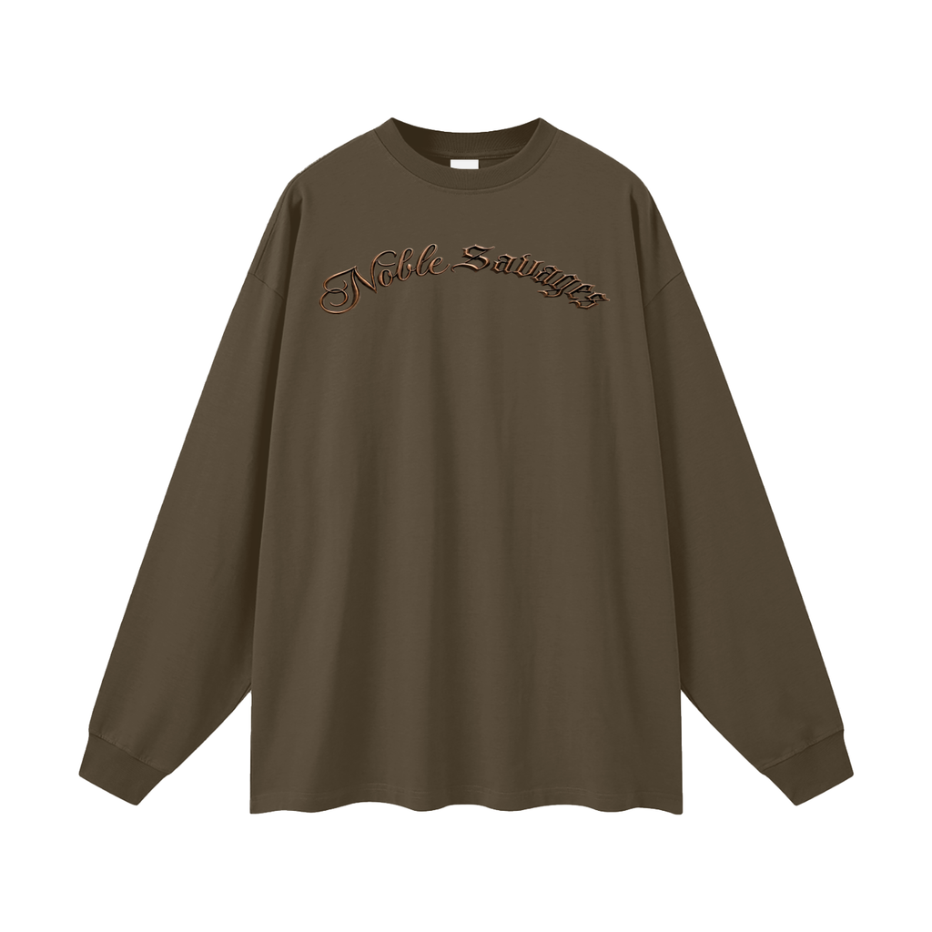 Noble Savages Heritage Edition DTF Tee – Onyx Black Oversized Long Sleeve T-Shirt