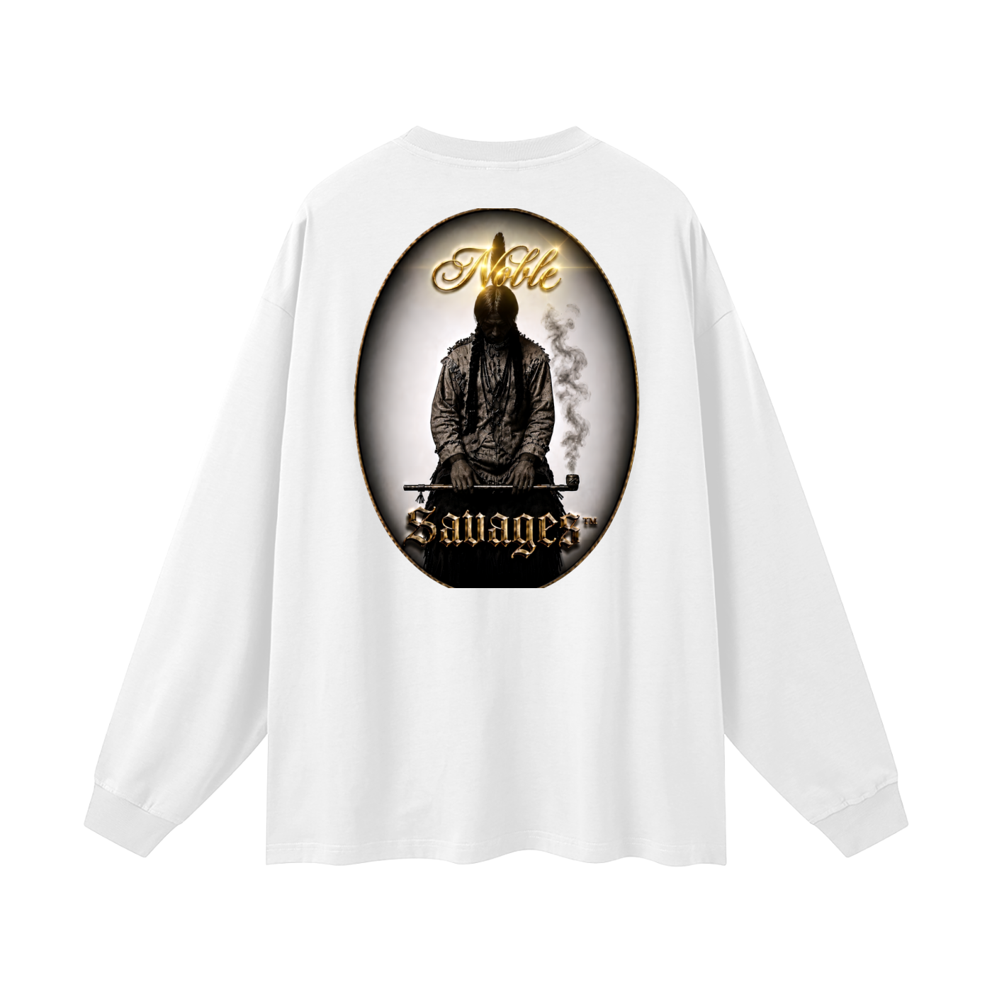 Noble Savages Heritage Edition DTF Tee – Onyx Black Oversized Long Sleeve T-Shirt