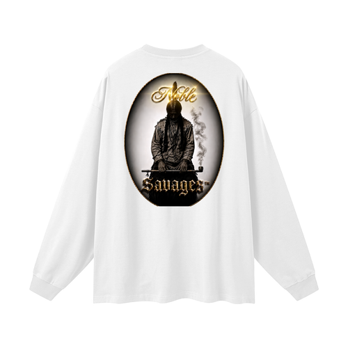 Noble Savages Heritage Edition DTF Tee – Onyx Black Oversized Long Sleeve T-Shirt