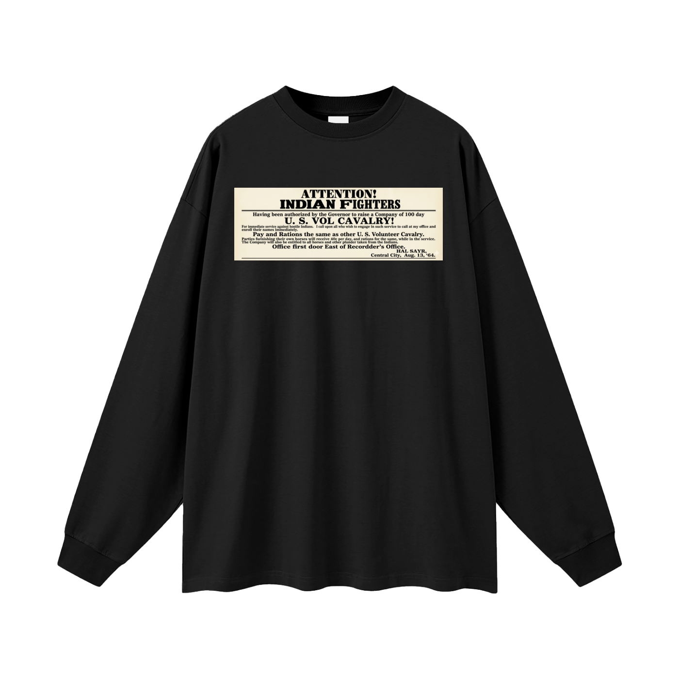 Noble Savages Indian Fighters Historical Statement Tee  Black Oversized Unisex Long Sleeve TShirt