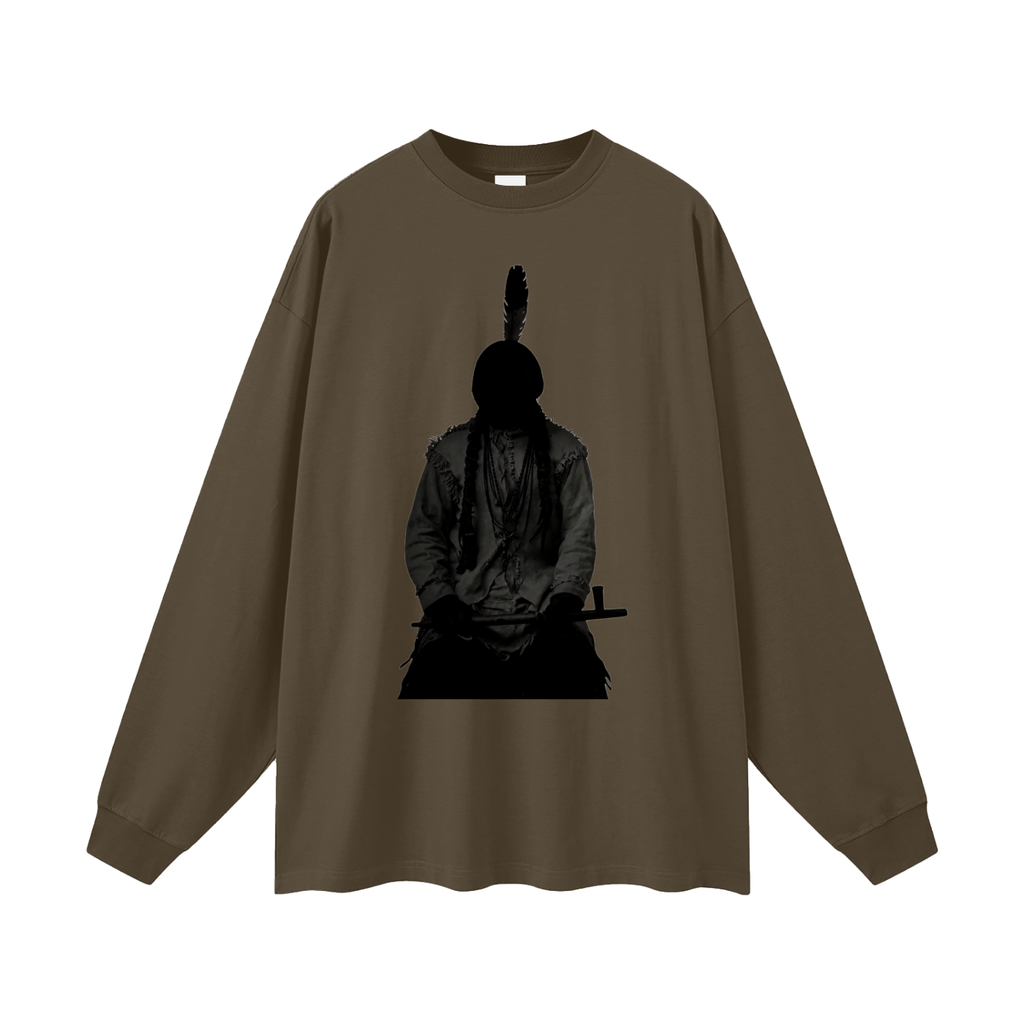 TheChief Sitting Bull Heritage Silhouette TeeOversized  Long Sleeve T-Shirt