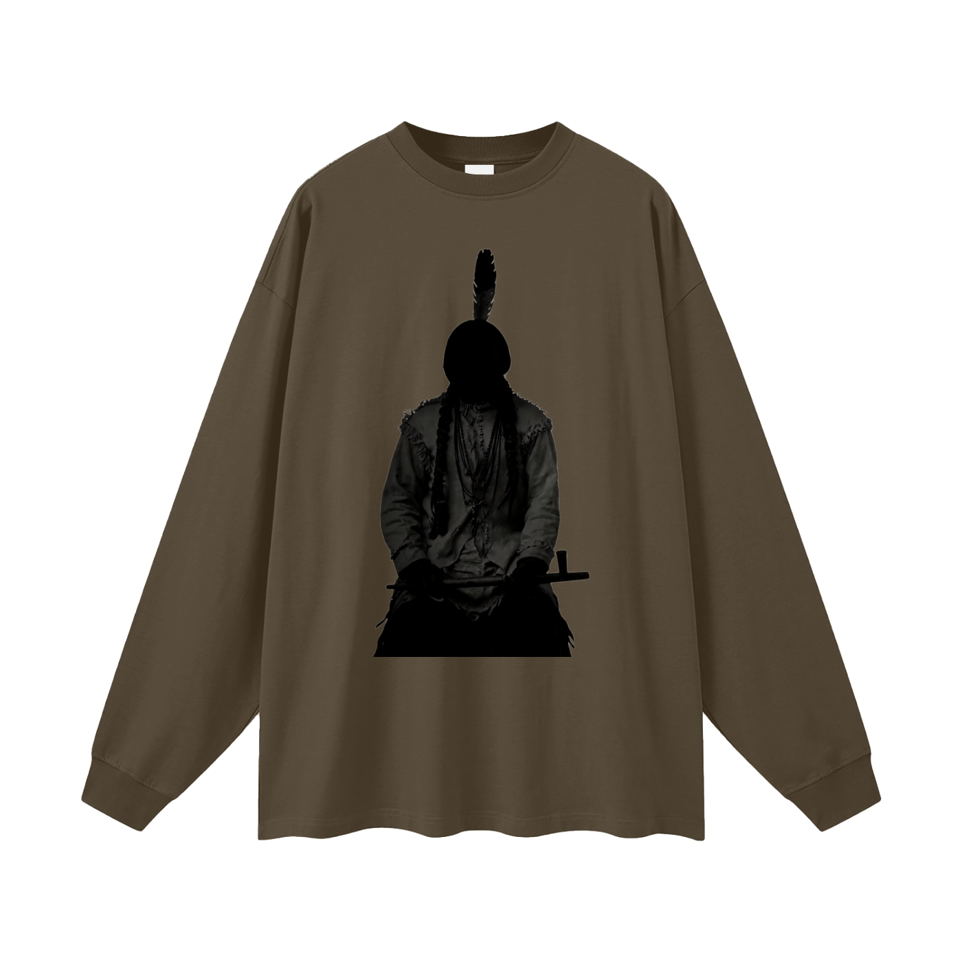 TheChief Sitting Bull Heritage Silhouette TeeOversized  Long Sleeve T-Shirt