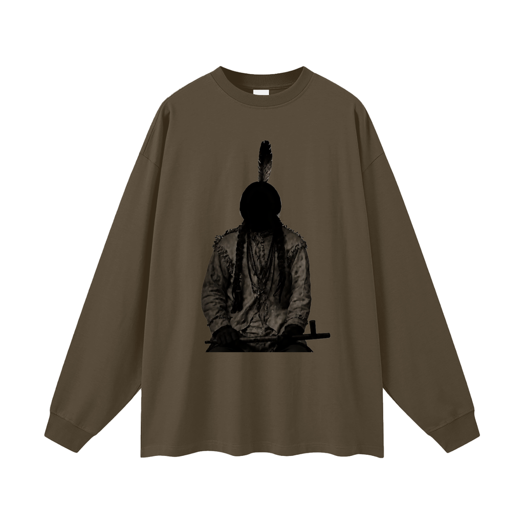 Sitting bull shadow Oversized Unisex Long Sleeve T-Shirt