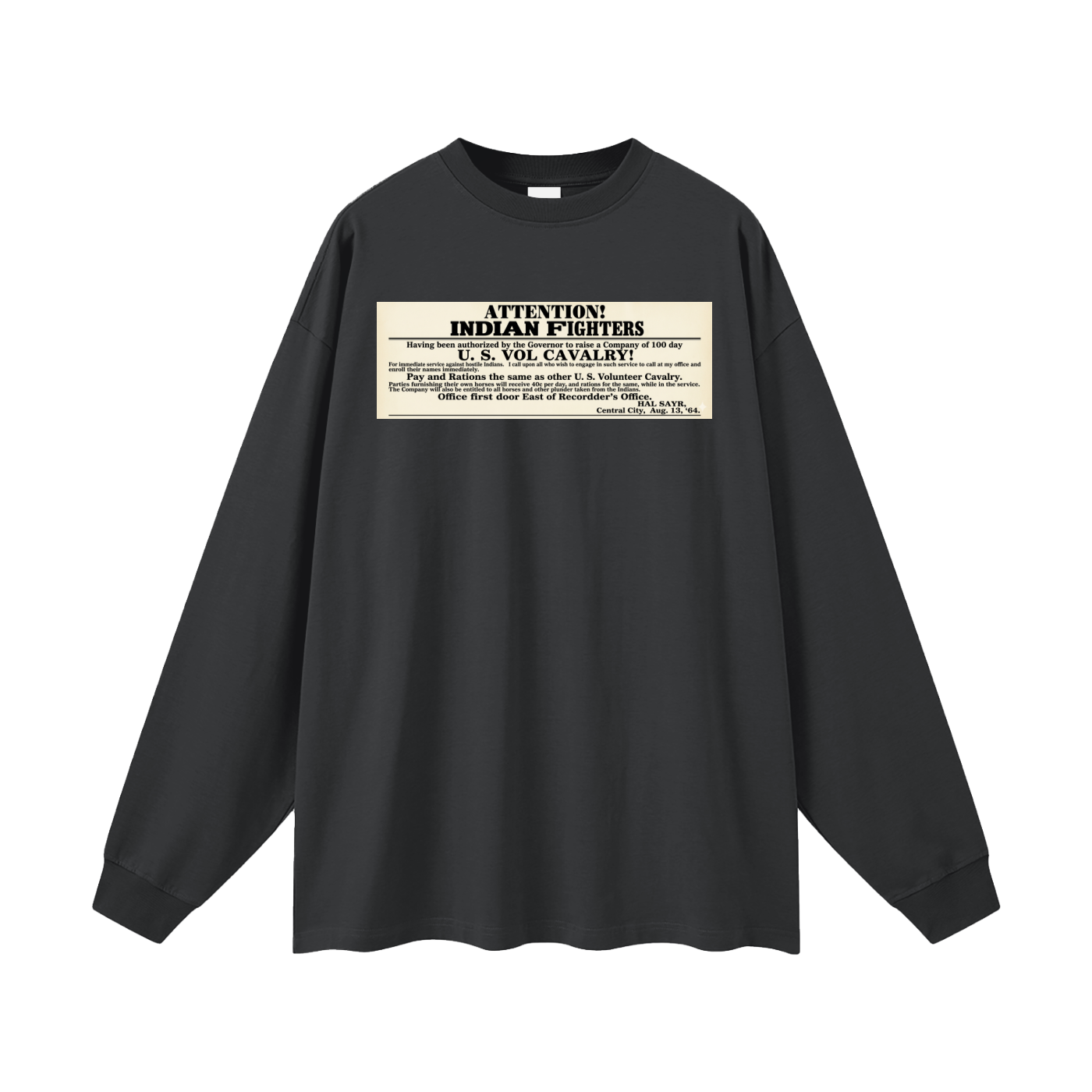 Noble Savages Indian Fighters Historical Statement Tee  Black Oversized Unisex Long Sleeve TShirt
